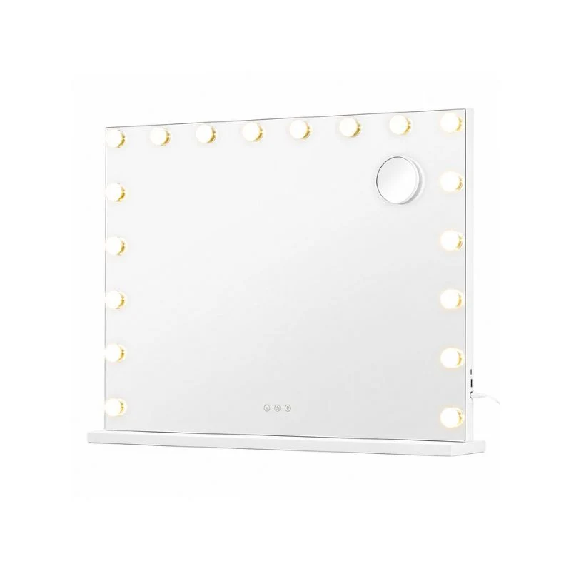 Miroir mural LED tactile avec loupe et ports USB