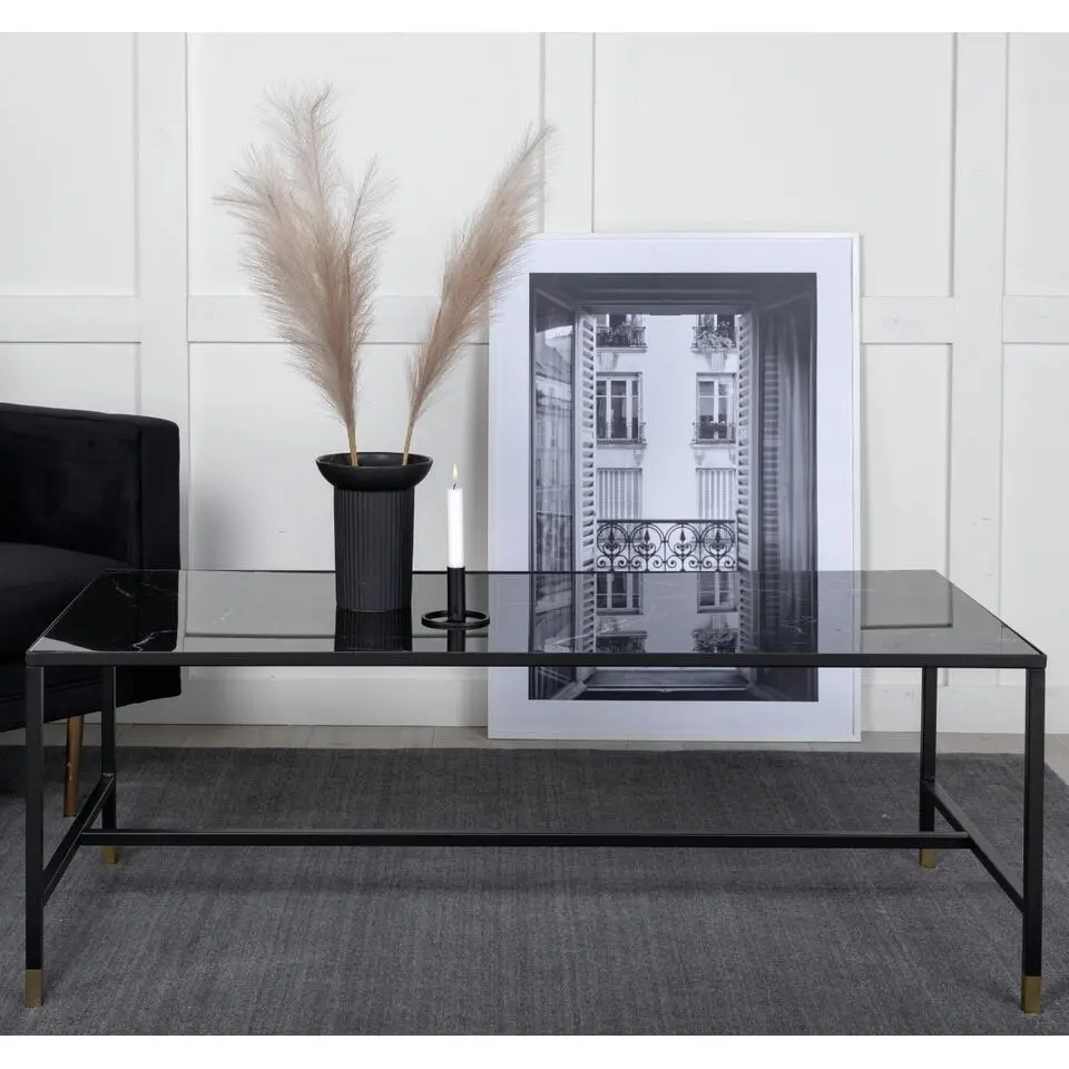 Salontafel Zwart Marmerlook - 130x60x48cm - Dipp