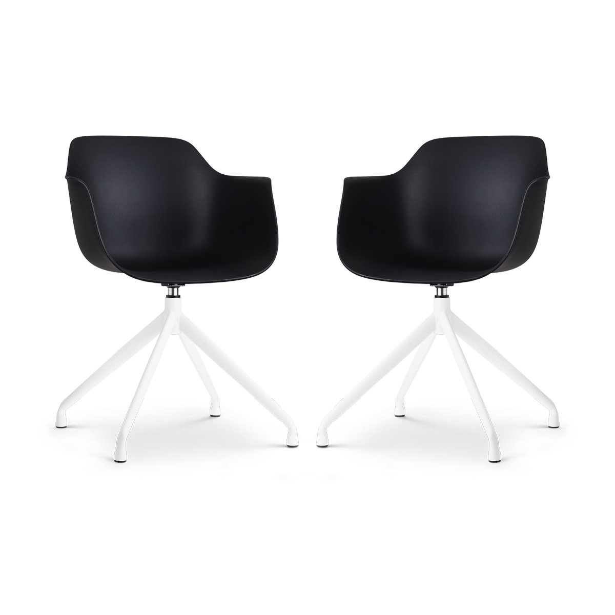 Nolon Nola-Puk Draaibare Eetkamerstoelen Zwart - Wit Onderstel - 2x