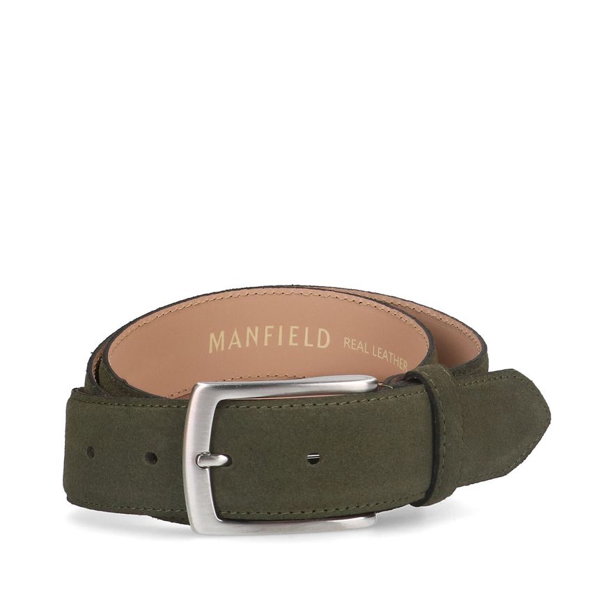 Manfield Olijfgroene suède riem