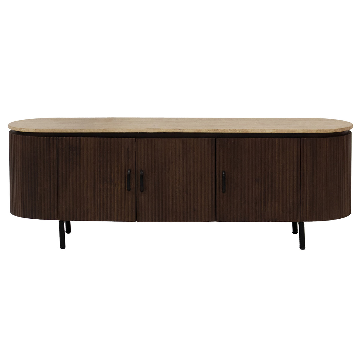 Giga Meubel Tv-Meubel Amber - Mangohout/Metaal/Travertin - Bruin - 160cm