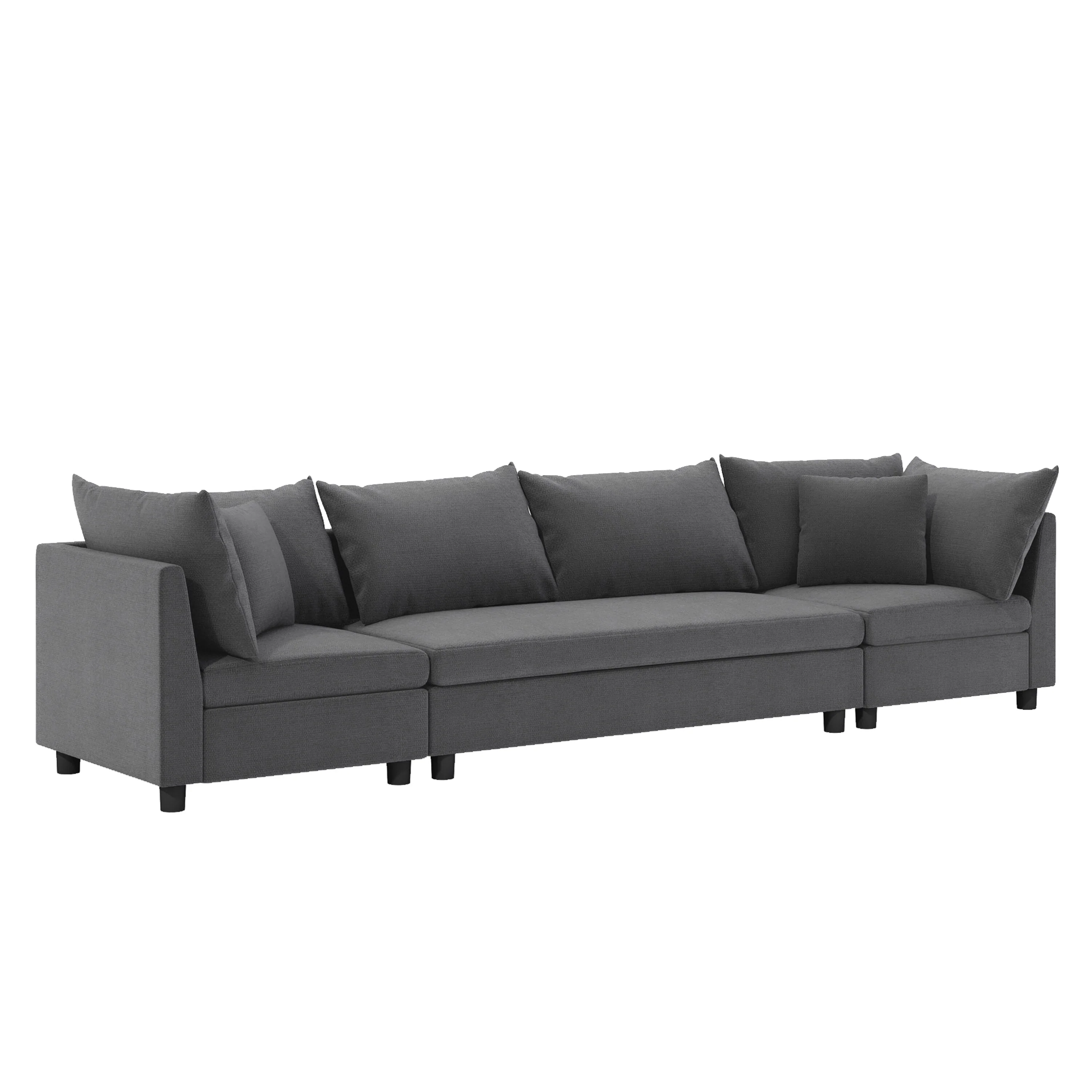 Contemporary Modular Sofa with Chenille Upholstery and Supportive Foam Cushions for Living Room or Guest Room