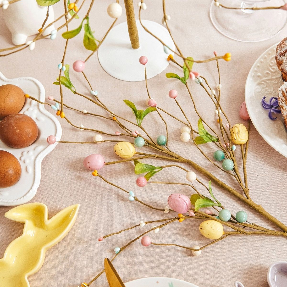 Gałązka wielkanocna TAZIA z jajkami kolorowa duża 60 cm