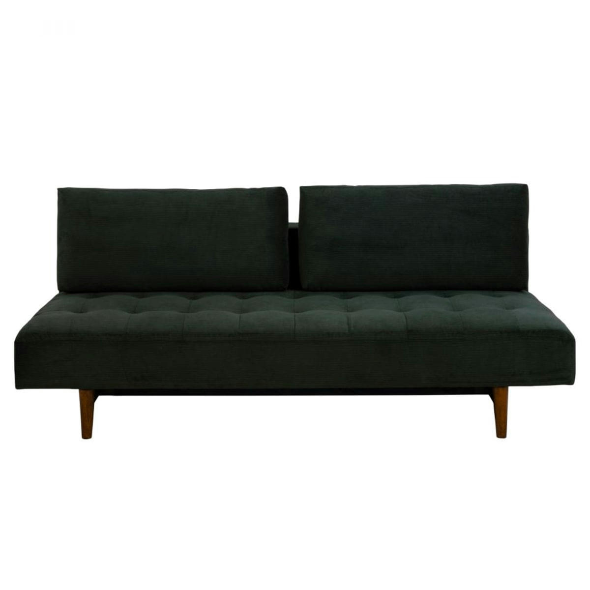 BLAFI - Canapé lit tendance en velours côtelé et pieds bois vert