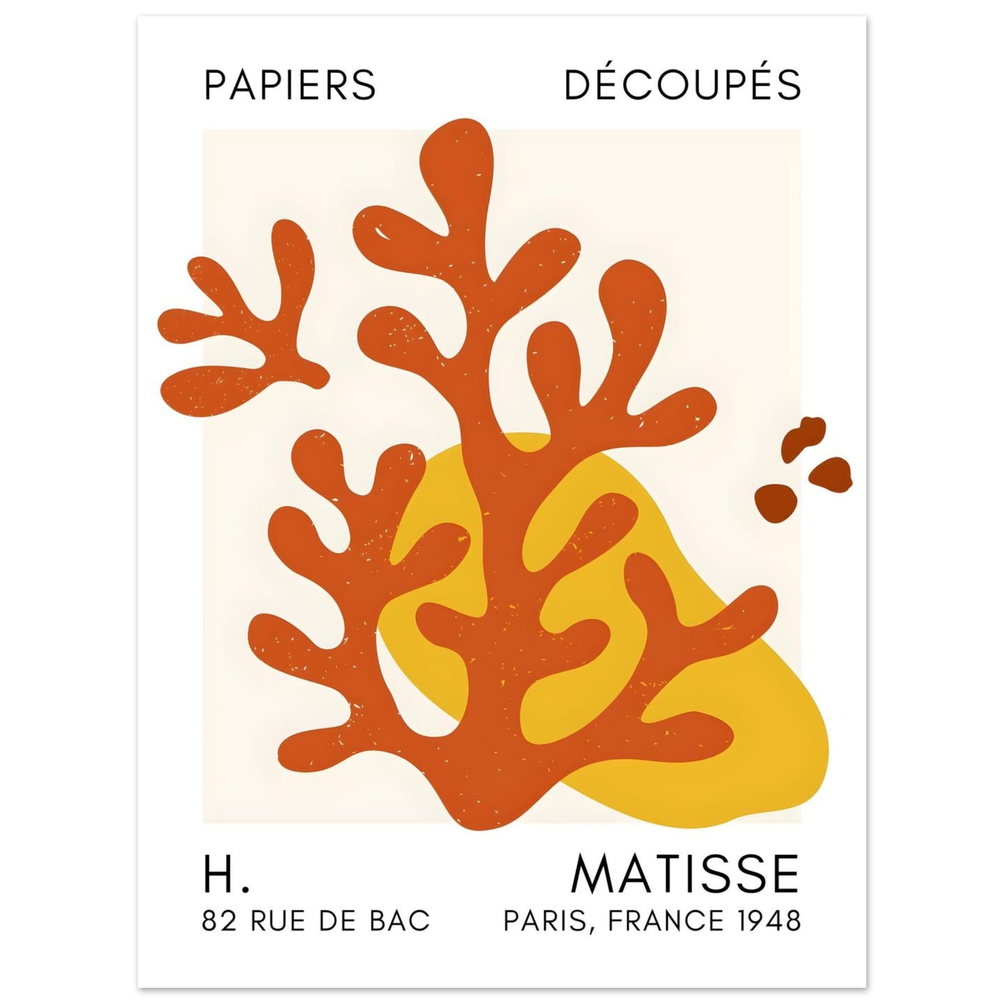 Artfulprints Poster Matisse - Abstract coral orange  - 30x40 cm - Oranje