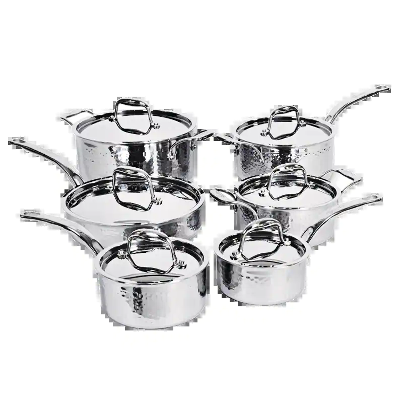 Lagostina Artiste-Clad Hand Hammered Stainless Steel Cookware Set, Oven Safe, 12-pc