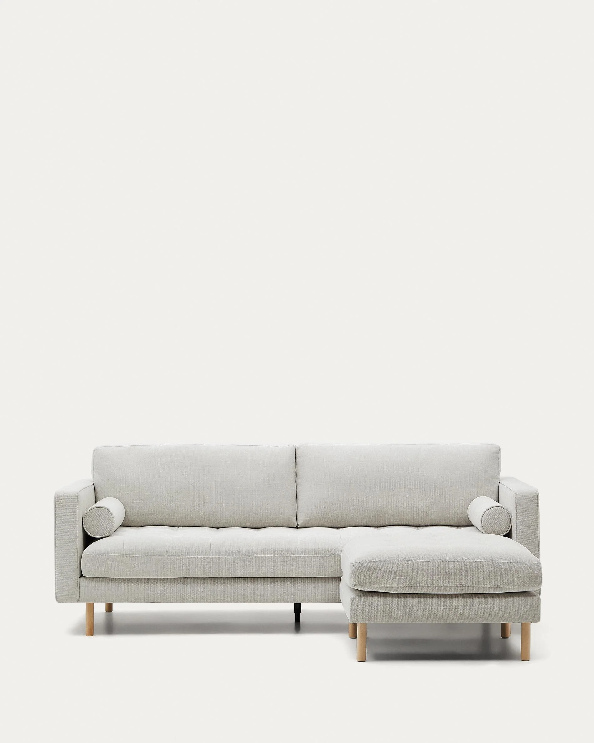 Sofa Debra 3-seater with pearl chenille footrest and natural legs 222 cm FSC Mix Credit