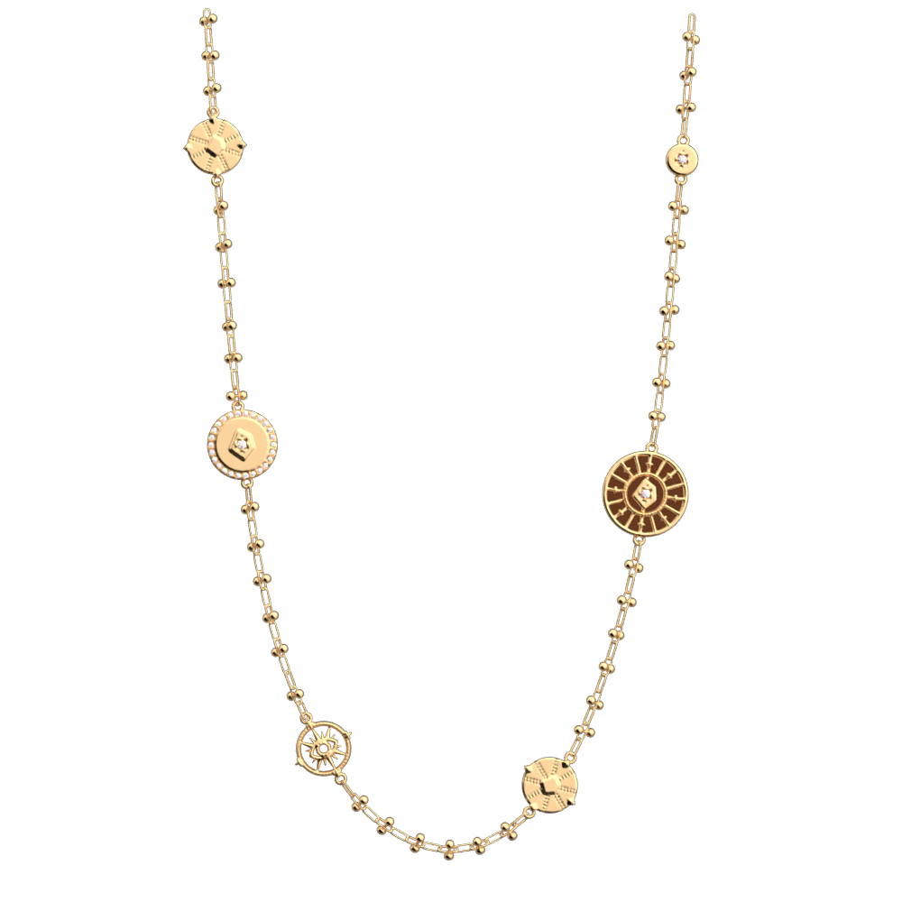 Collier Astrale, cuir réversible Bronze / Terre Cuite