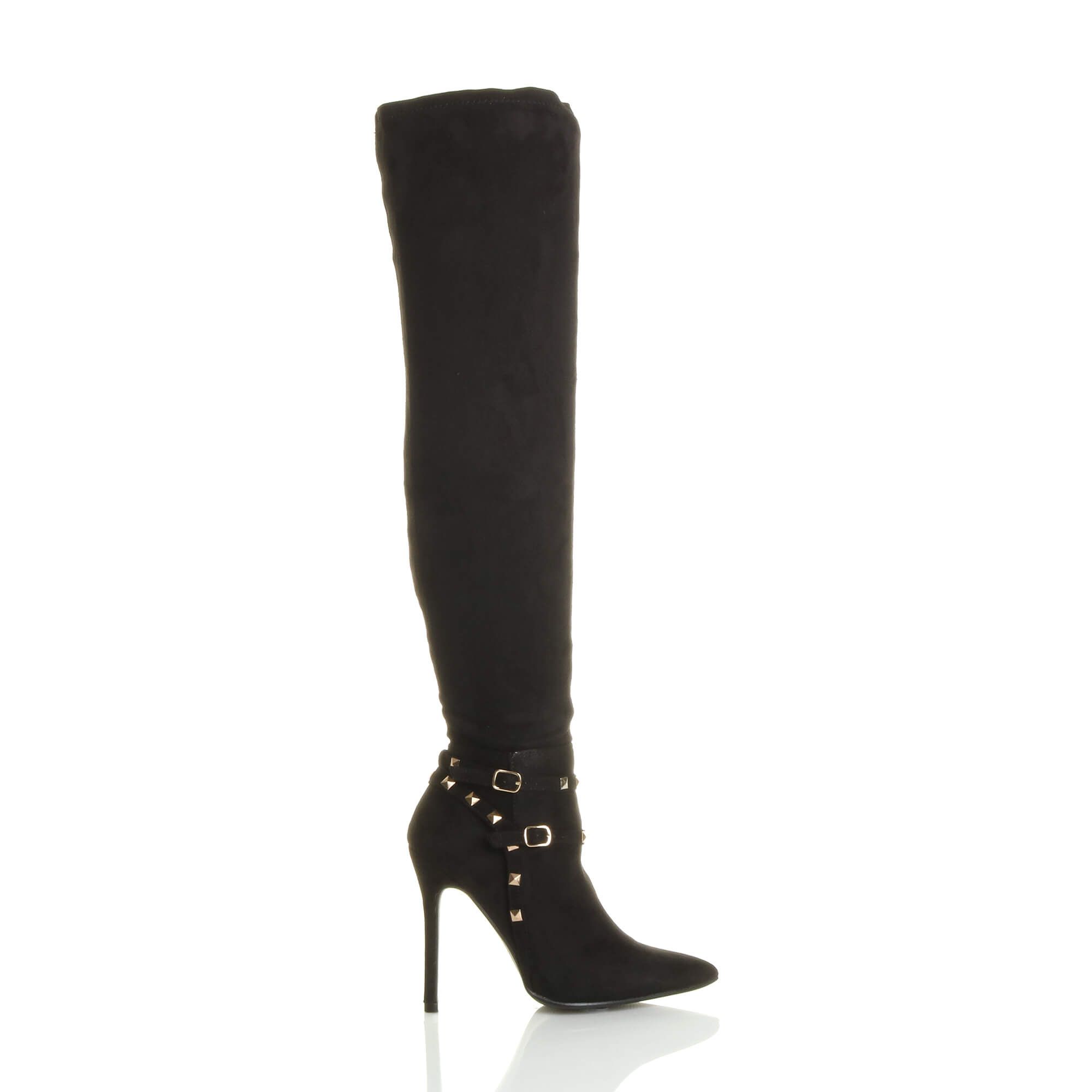AJVANI High Heel Studded Stretchy Over The Knee Boots