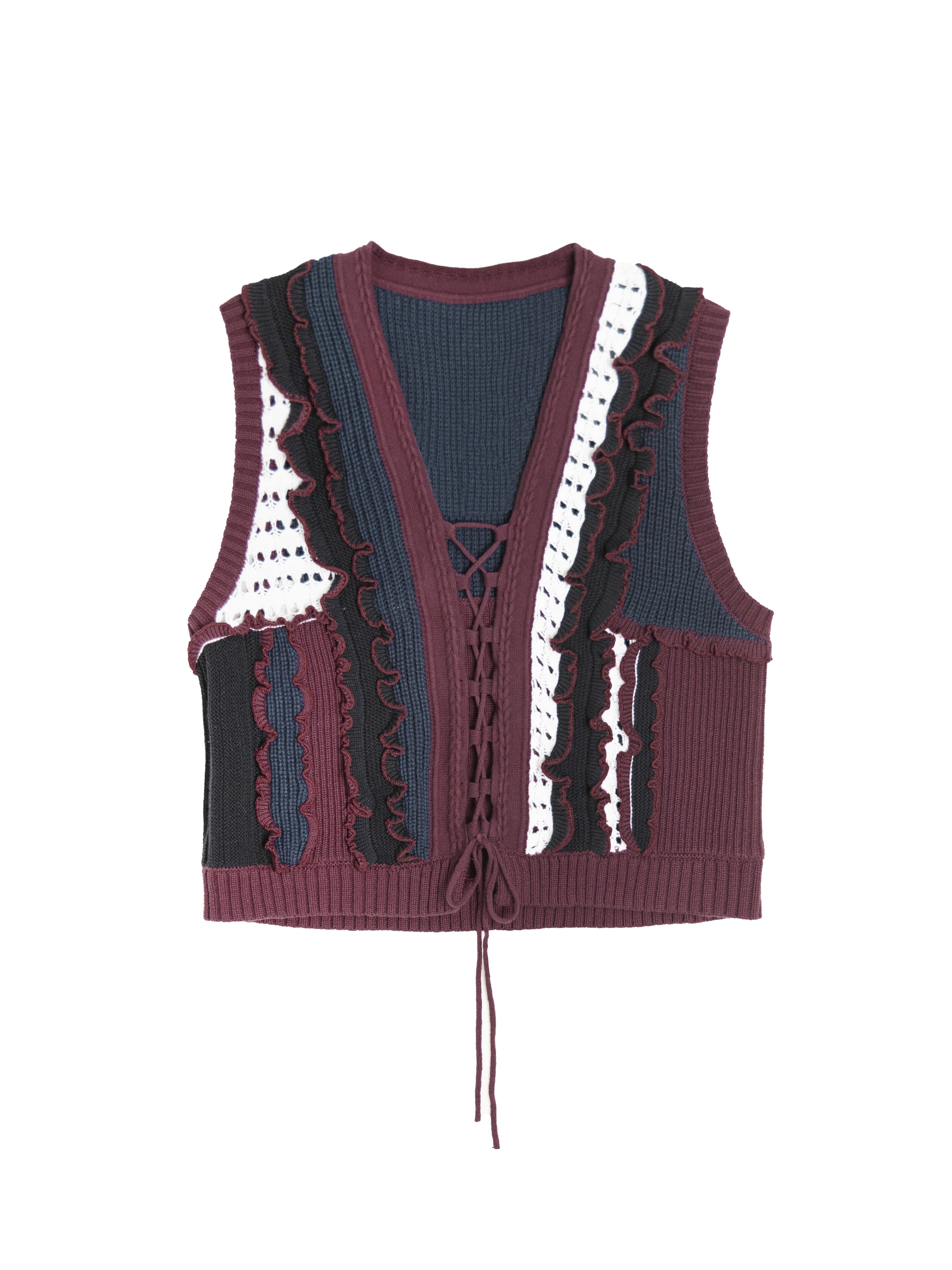 Lace-up Knitted Vest - 26SDJ062UL