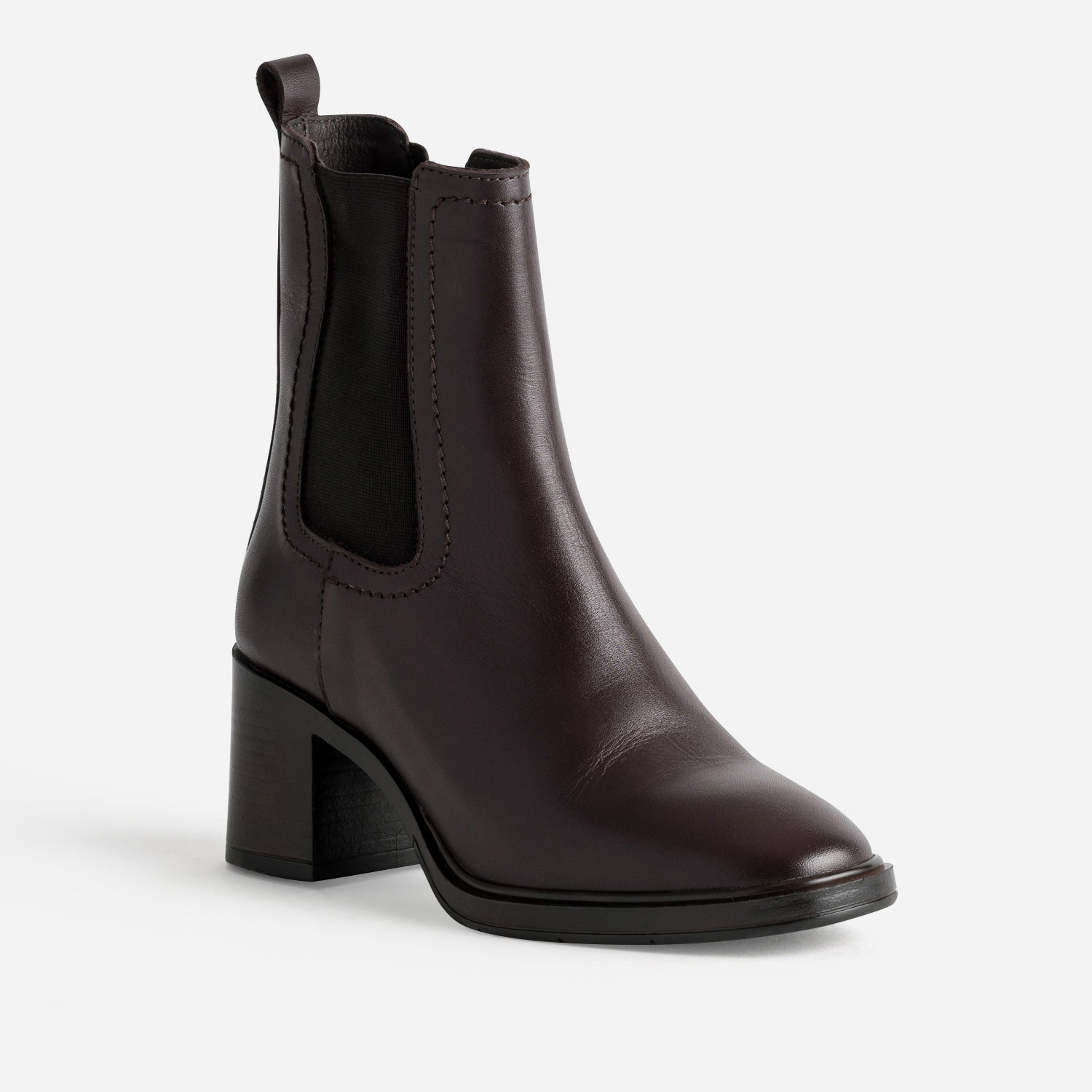 Boots talon en cuir marron