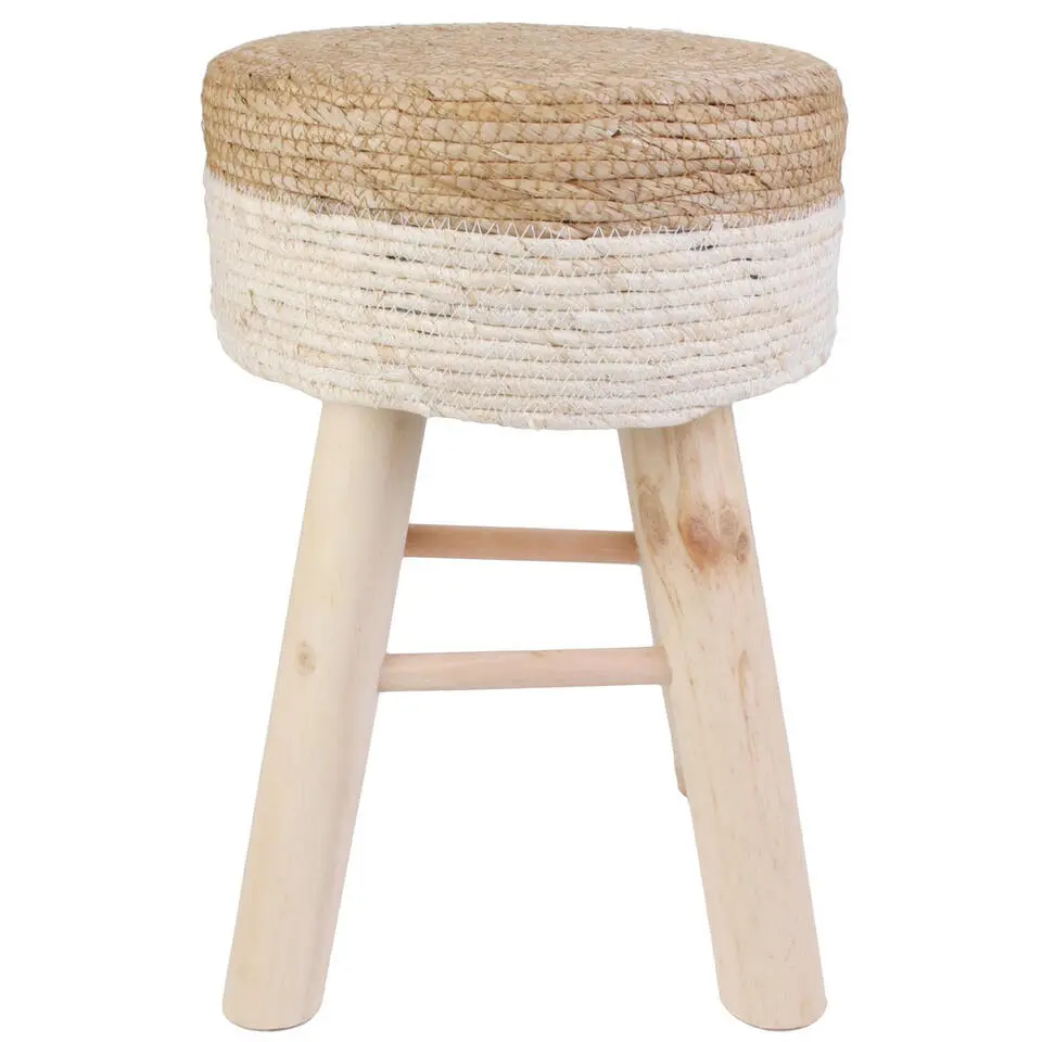 Home Deco Factory Bijzet kruk Mirage - Ibiza/boho - dennenhout