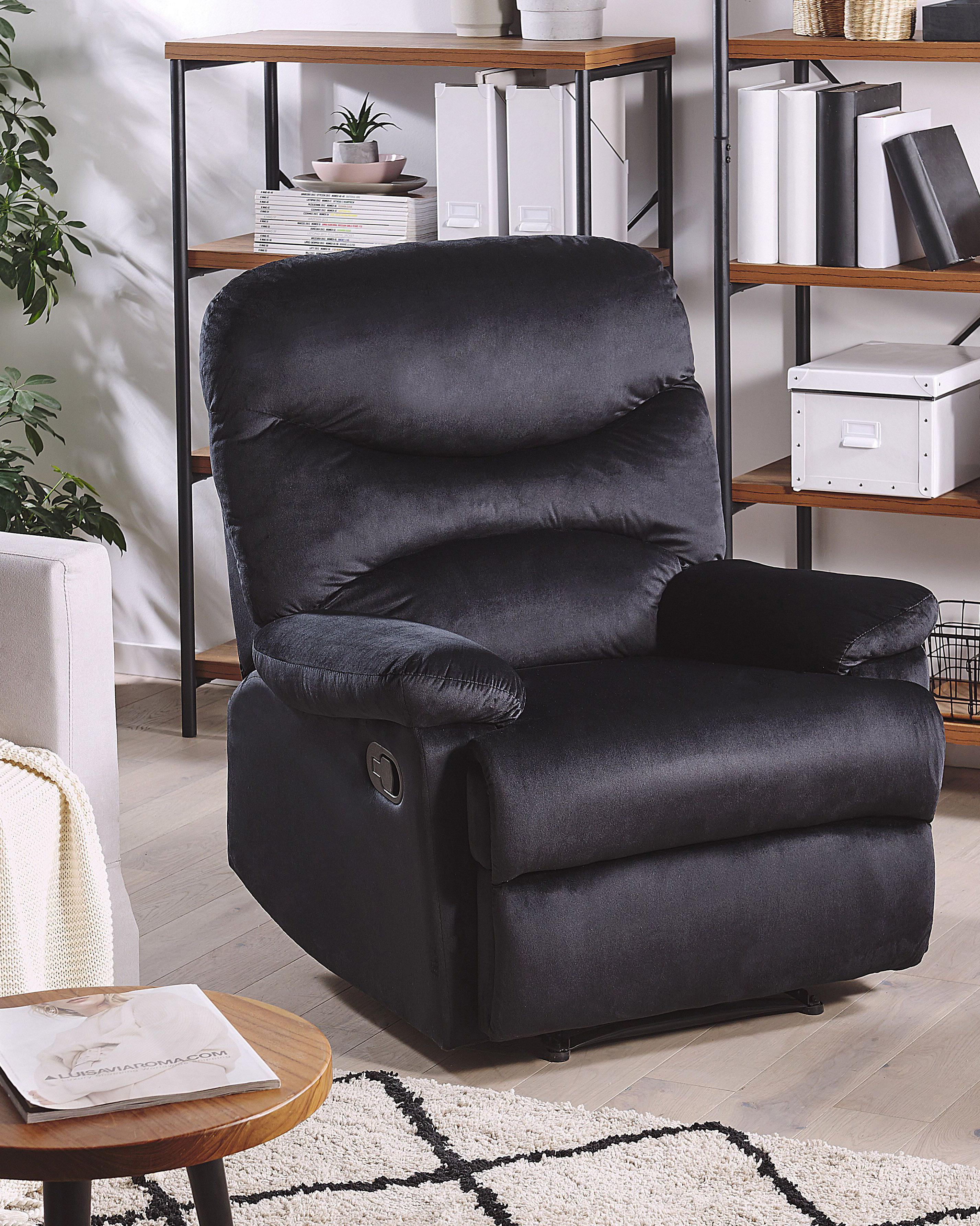 Recliner Chair ESLOV with Footrest Velvet Black