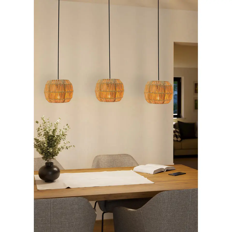 EGLO Sheldon Hanglamp - E27 - 91 cm - Bruin/Zwart - Papier