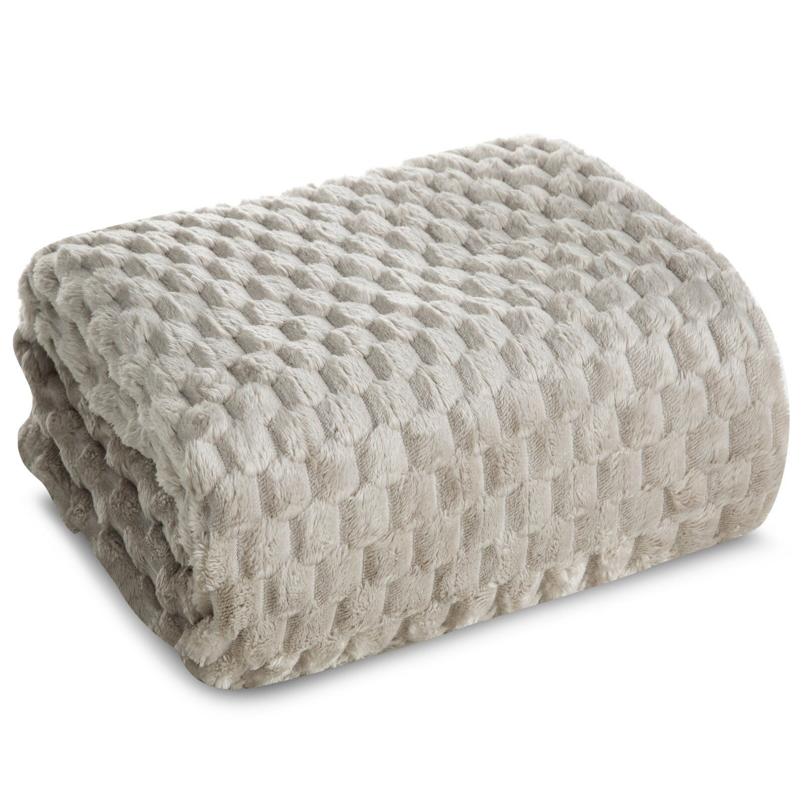 Koc mikroflano z tłoczeniem CINDY 200X220 beżowy