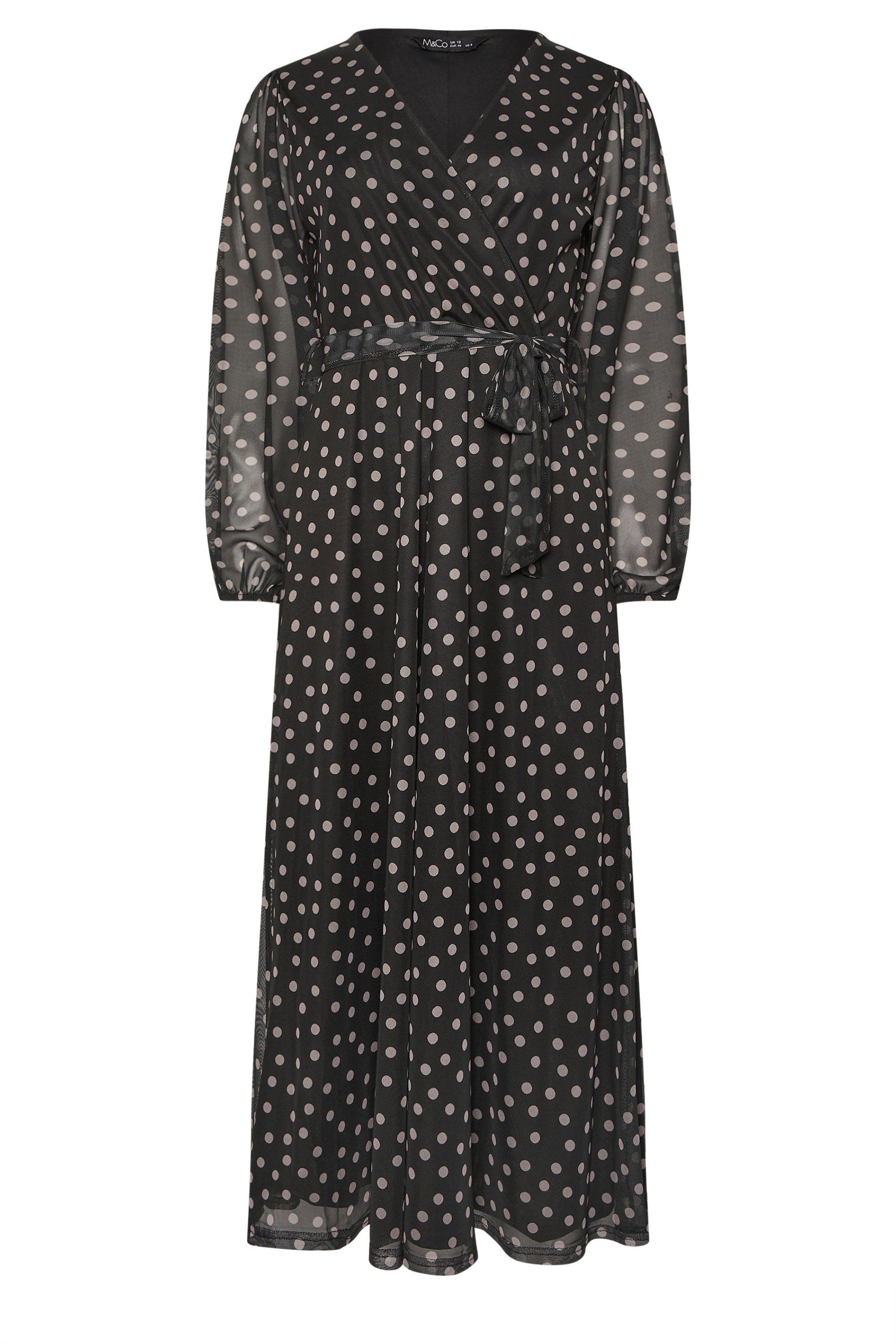 M&Co Polka Dot Mesh Wrap Dress