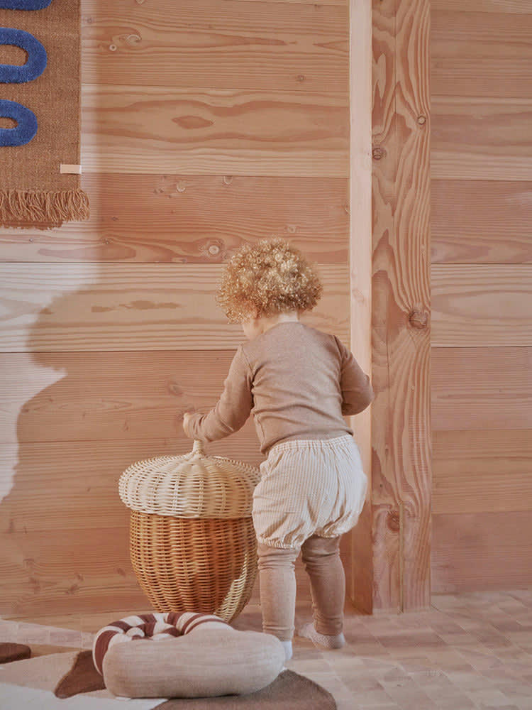 ACORN - Panier beige en rotin Ø34xH37cm