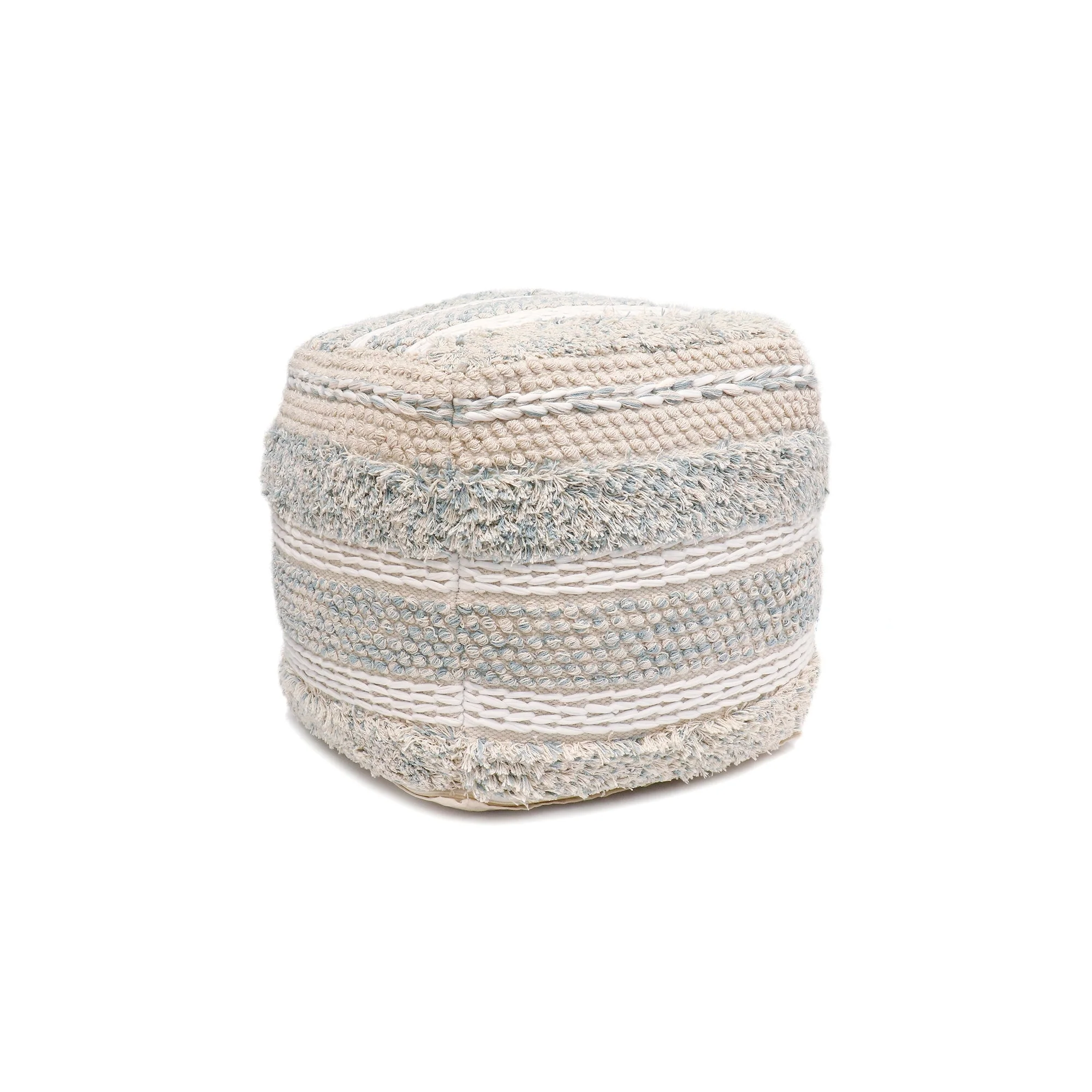 Pasargad Home Grandcanyon Braided Cotton Pouf, 20 Beige
