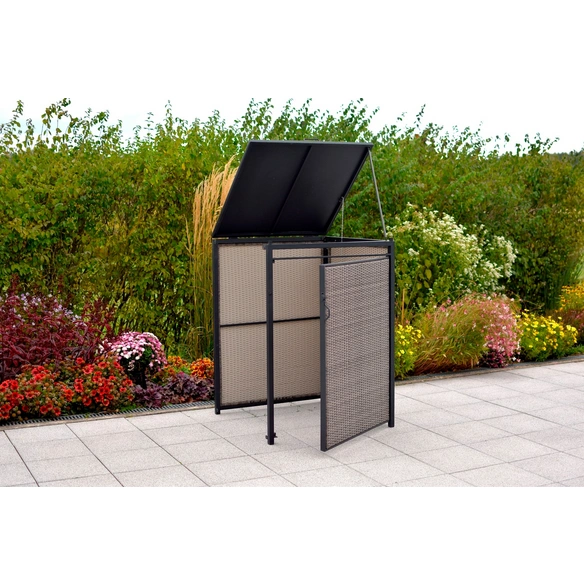 Mülltonnenbox, BxHxT: 76 x 128 x 76 cm, Aluminium/Stahl/Kunststoffgeflecht