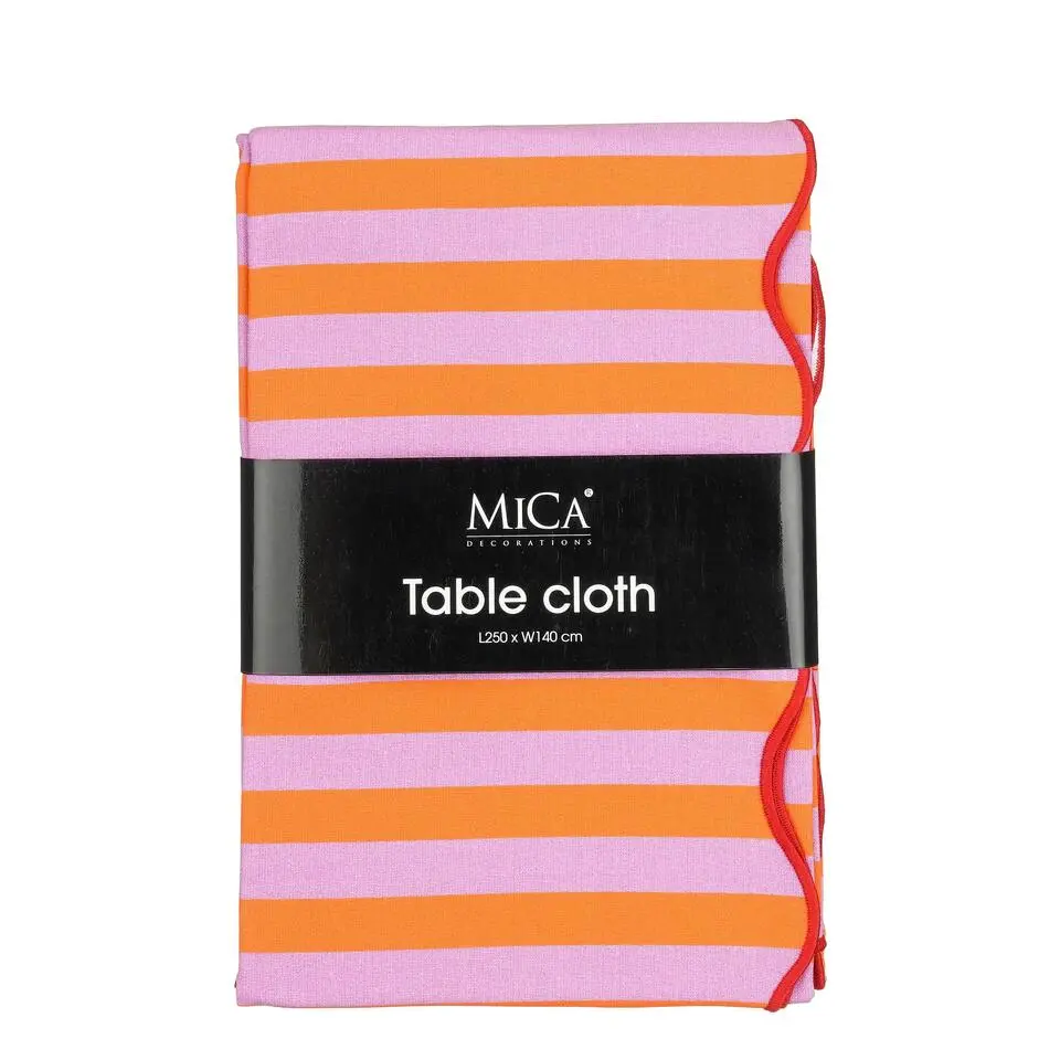 Mica Decorations Gestreept Tafelkleed voor Eettafel Roze