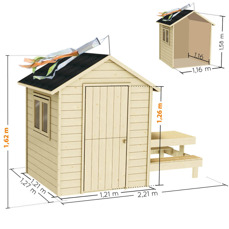Cabane pour enfant Tiana 2,21 x 1,27 x 1,62 m SOULET