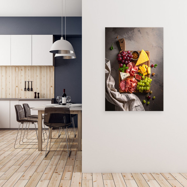 Obraz pionowy do kuchni jadalni restauracji, Deska wędlin serów 20x30