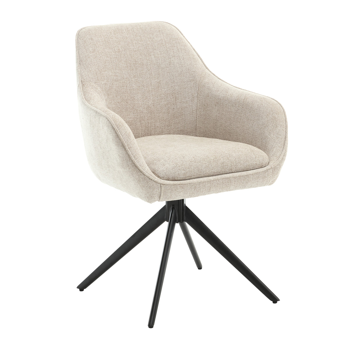 Livingfurn eetkamerstoel Thomas Toffee - beige - stof - set van 2