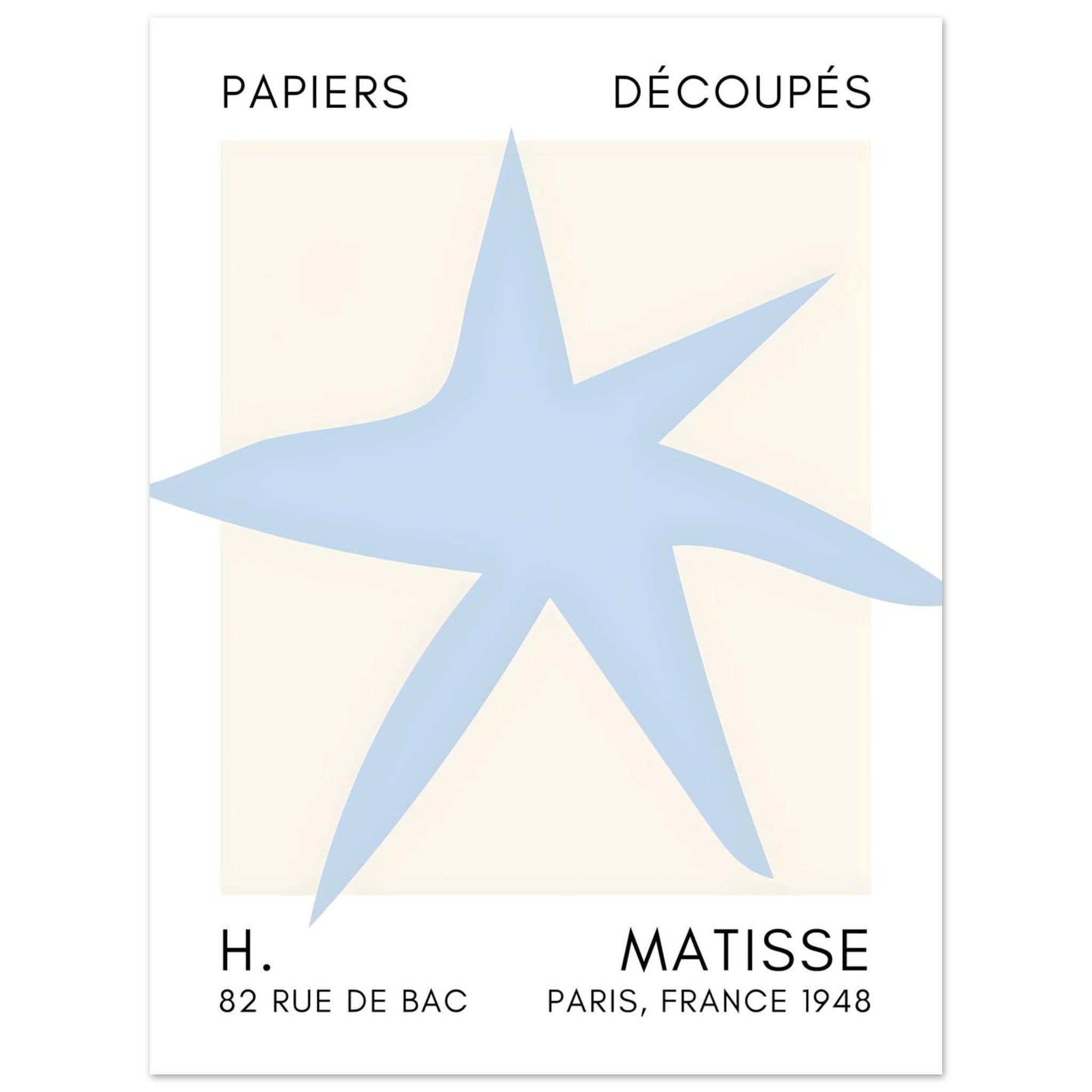 Artfulprints Poster Matisse – Star of the sea light blue  - 30x40 cm - Blauw