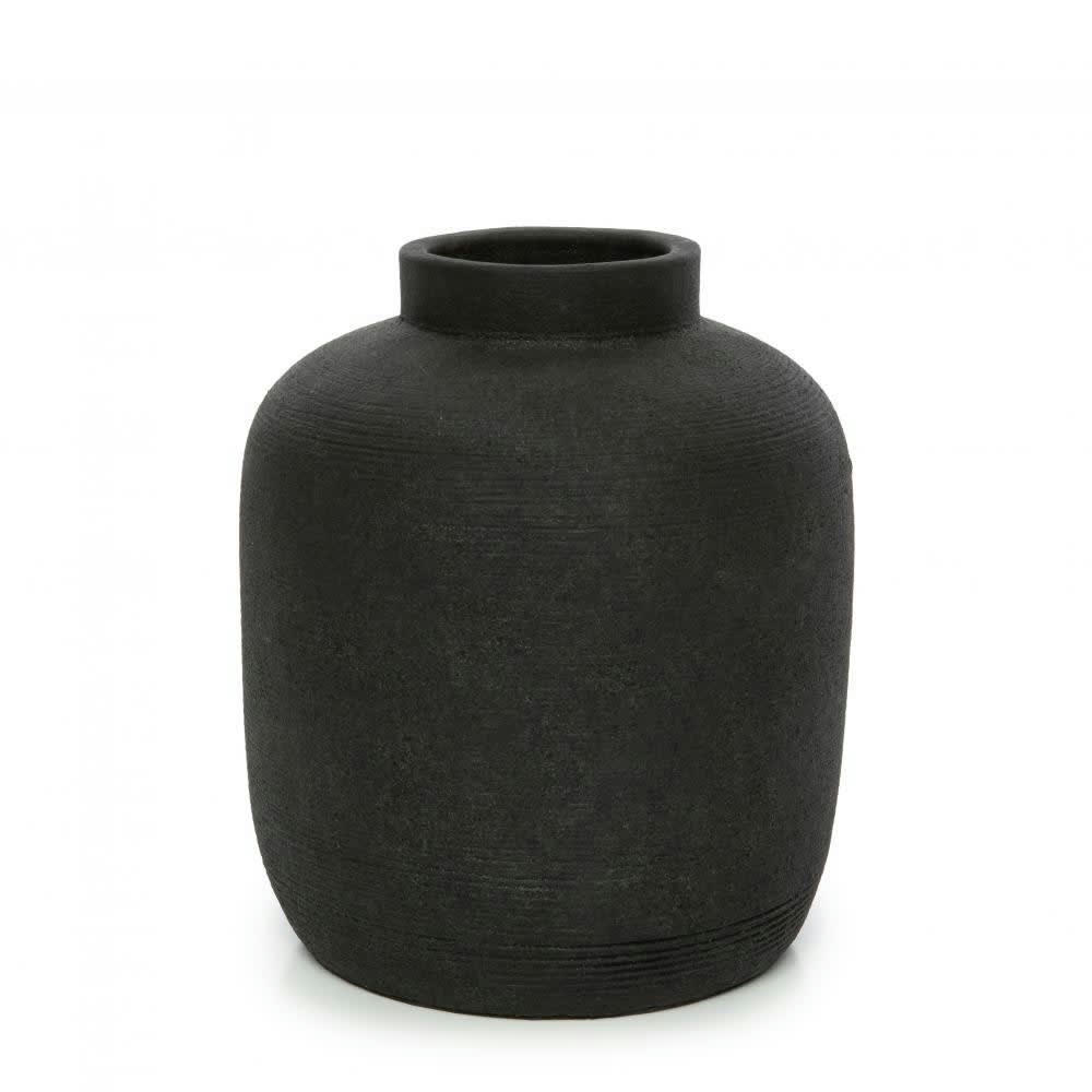PEAKY - Vase en terre cuite noire H22