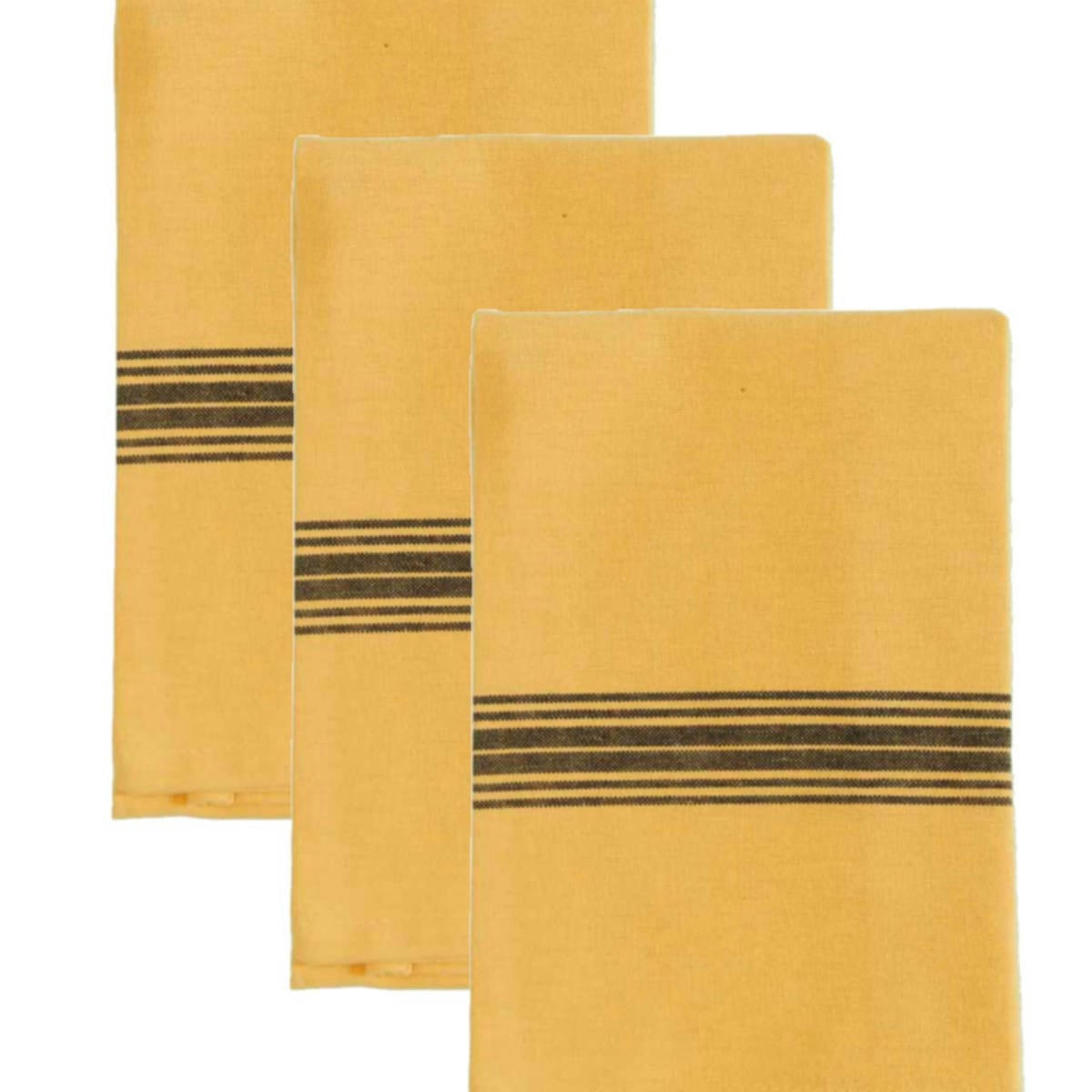 SKANDLIFE - Lot de 3 torchons coton  safran 50x70 cm