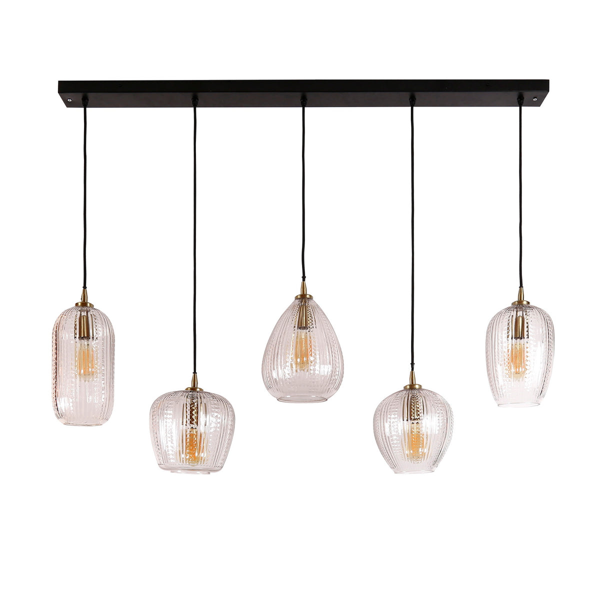 Giga Meubel Hanglamp Diamond Grain Mix - Glas - 5-Lichts - 120x20x150cm