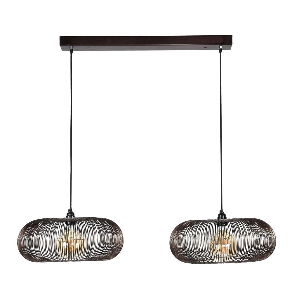 Giga Meubel Hanglamp Disk - Zwart Metaal - 2-Lichts - 102x43x150cm