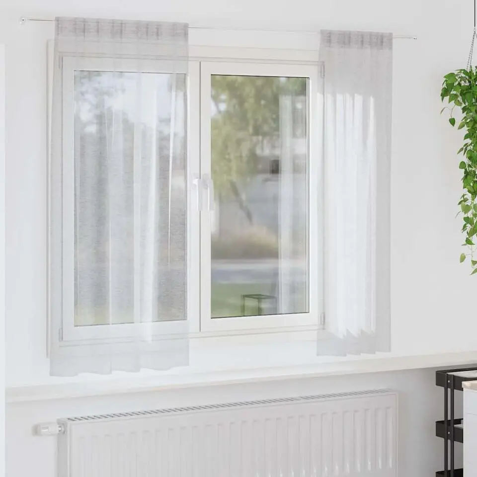 vidaXL Vitrages voor woonkamer - Lichtgrijs - Polyester - 140x175 cm - Set van 2