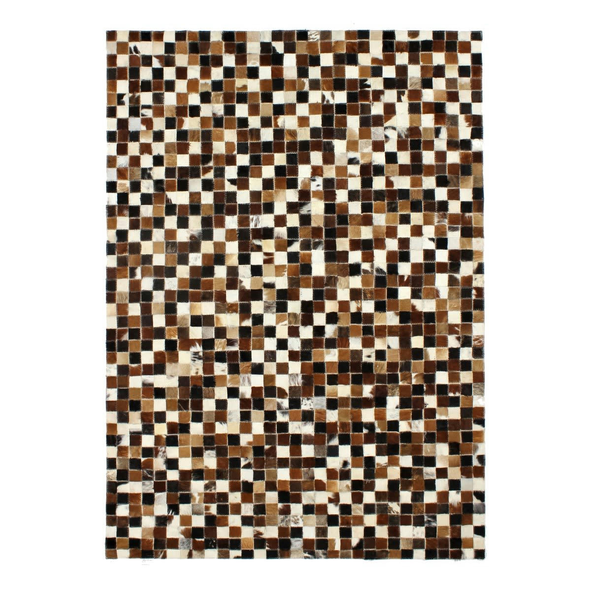 CUIR - Tapis en cuirs recyclés motif mosaïque marron multi 160x230