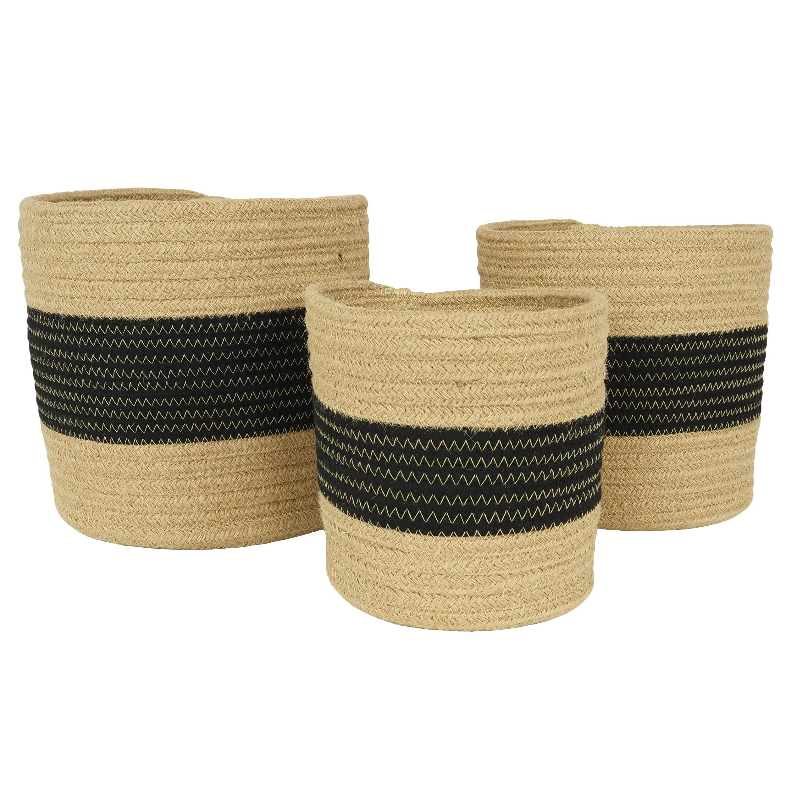 - Cache-pots en coton 23cm lot de 3