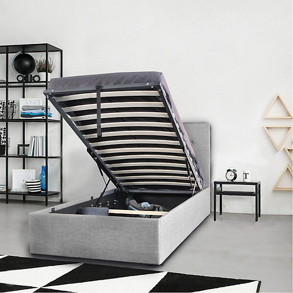 Lit coffre PARMA 90x190   1 sommier / Gris clair