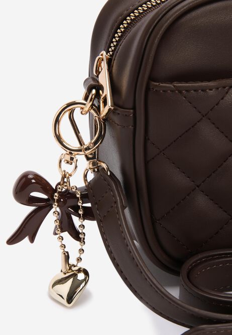Womens Brown Quilted Camera Bag