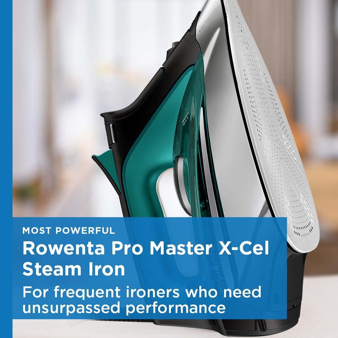 Rowenta Pro Master Stainless Steel Soleplate Steam Iron for Clothes, Anti-Drip Protection, 210 g/min, 400 Microsteam Holes, 1775 Watts Iron Steamer for Clothes, Powerful Steam DW8360