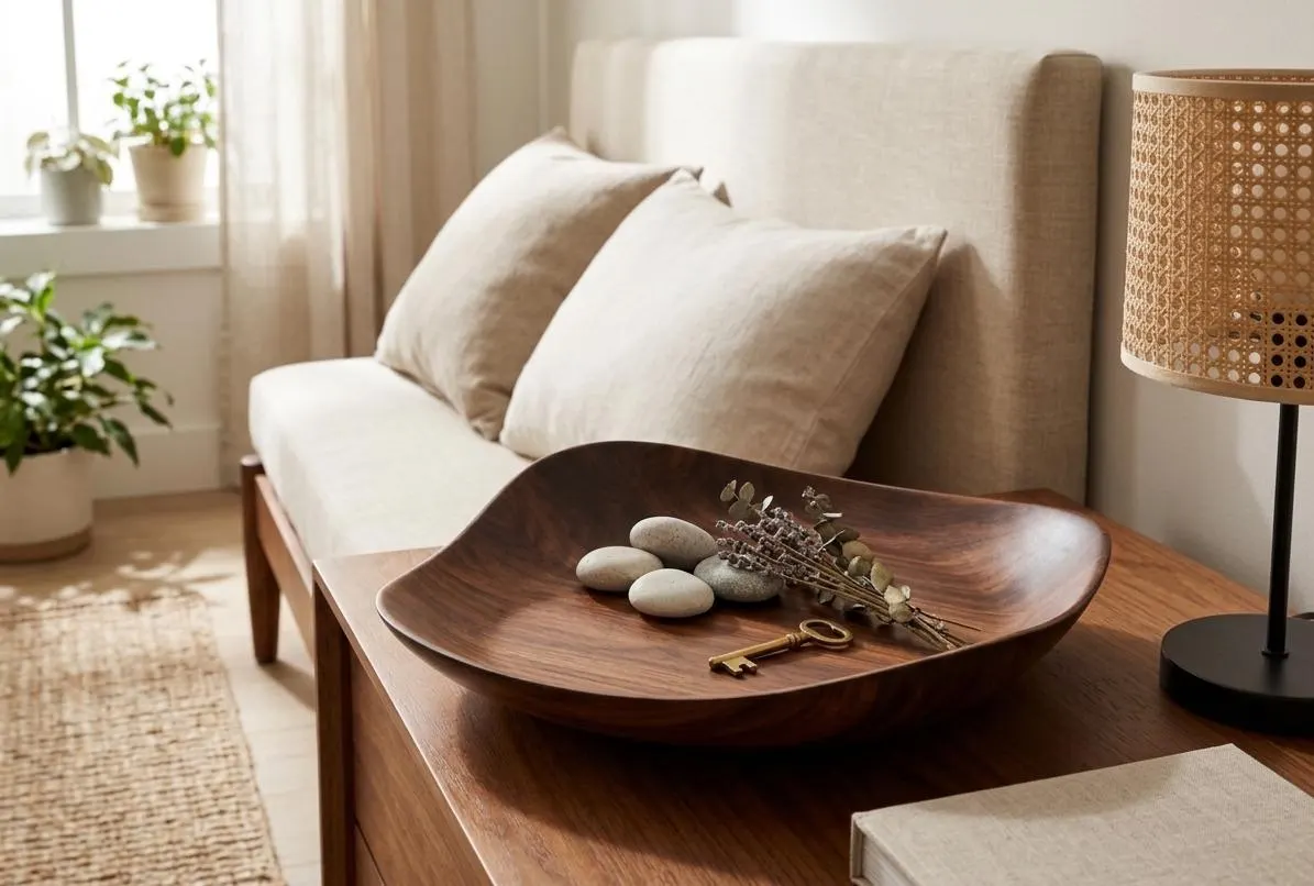 Handmade Wooden Centerpiece Tray | Organic Walnut Bowl | Sculptural Catchall | Luxury Home Decor Accent