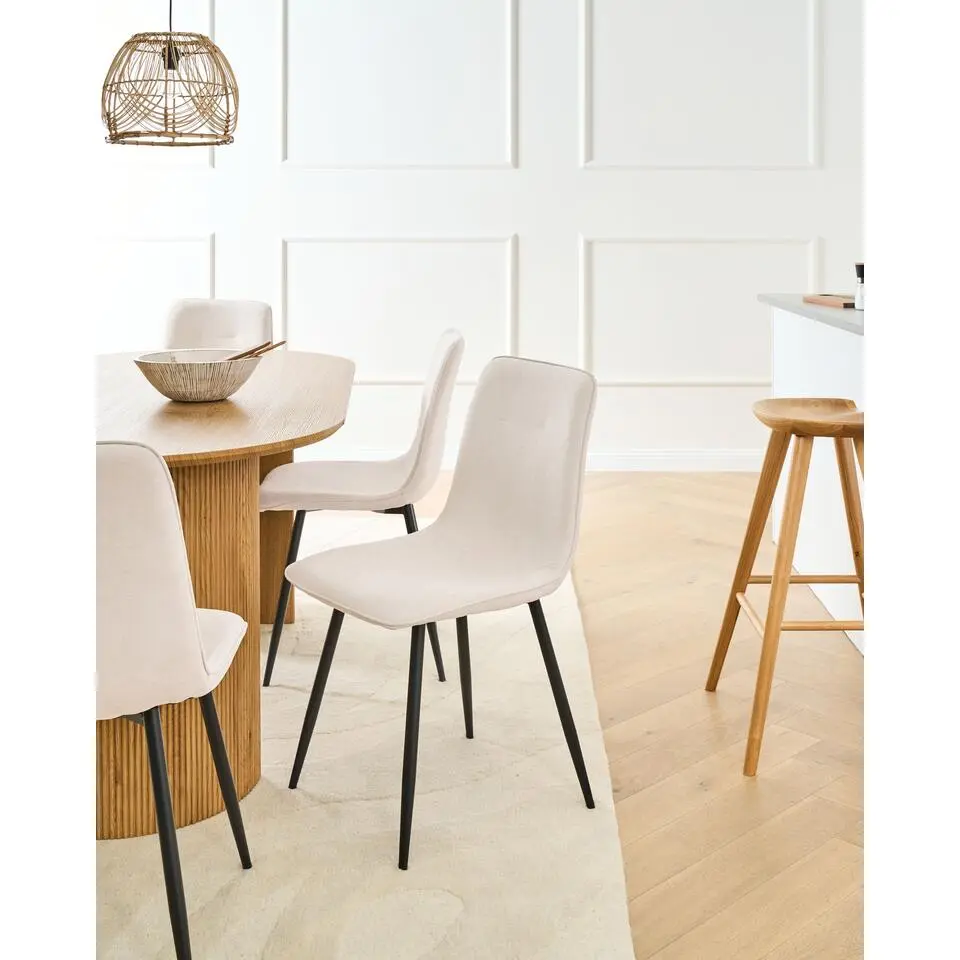 TUSCOLA - Eetkamerstoel set van 4 - Lichtbeige - Stof