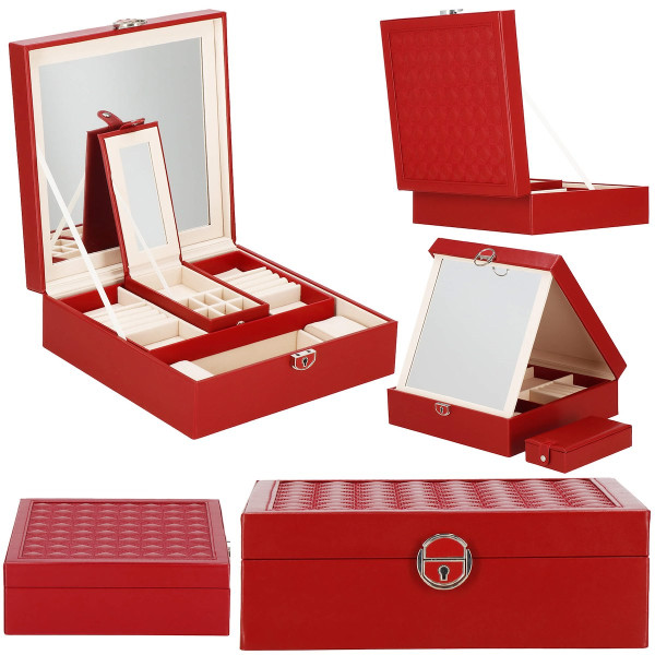 Szkatułka na biżuterię ekoskóra 25x25x8,5 cm organizer