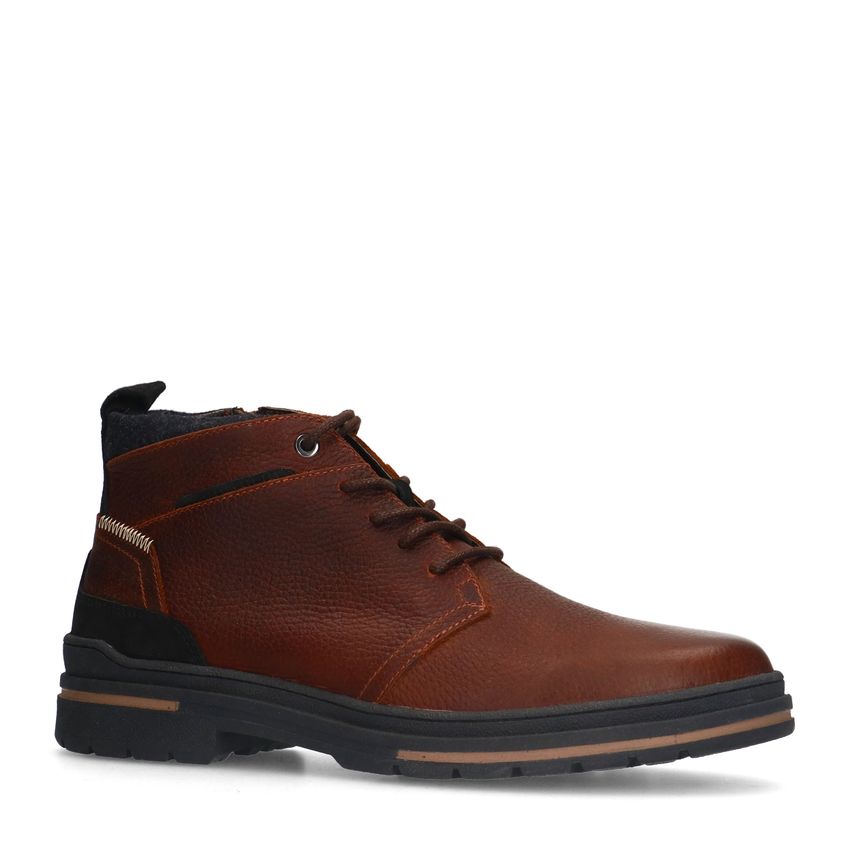 Manfield Cognac leren veterboots