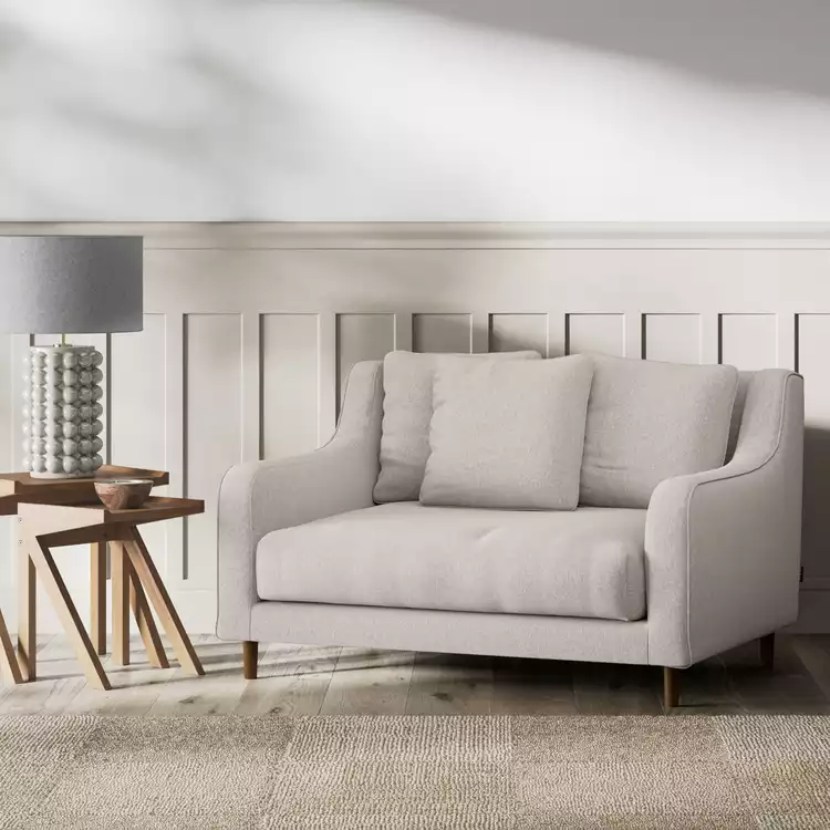 Habitat Swift Fabric Cuddle Chair - Stone - Dark Leg