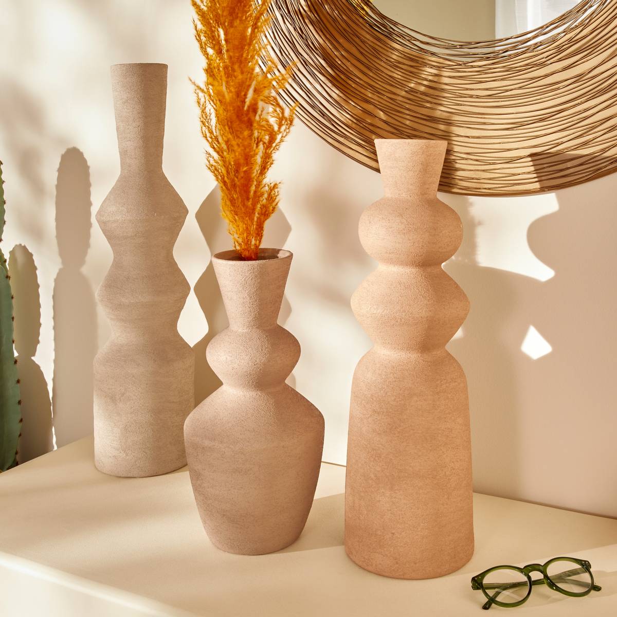 Vase "Ezia" Brown Tonka, H.48 cm