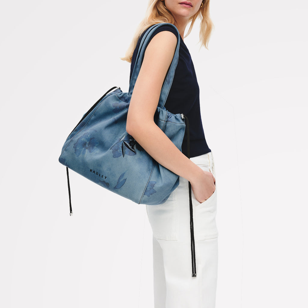 Eden Row - Denim - Large Open Top Tote