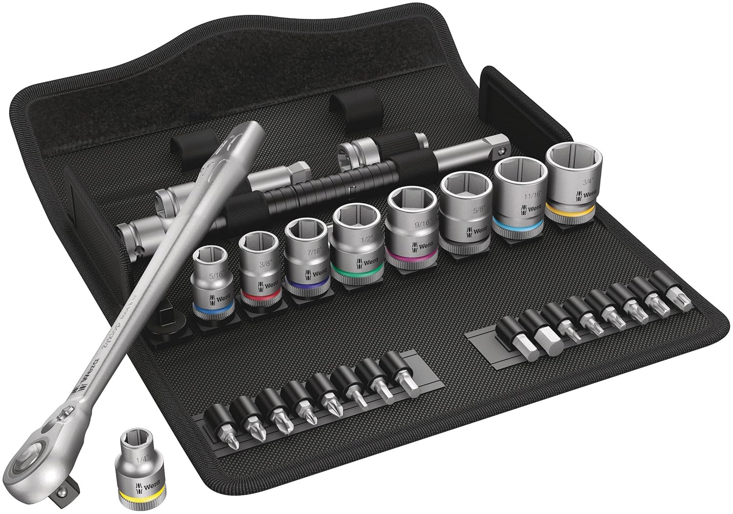 WERA 05004051001 8100 SB 11 Zyklop Imperial Metal Ratchet Set, 29 Piece, 3/8 Drive