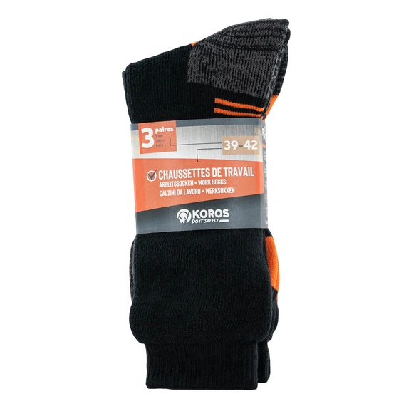 Arbeitssocken »Hardworkers«, 3er Set, Gr.43/46, schwarz-orange
