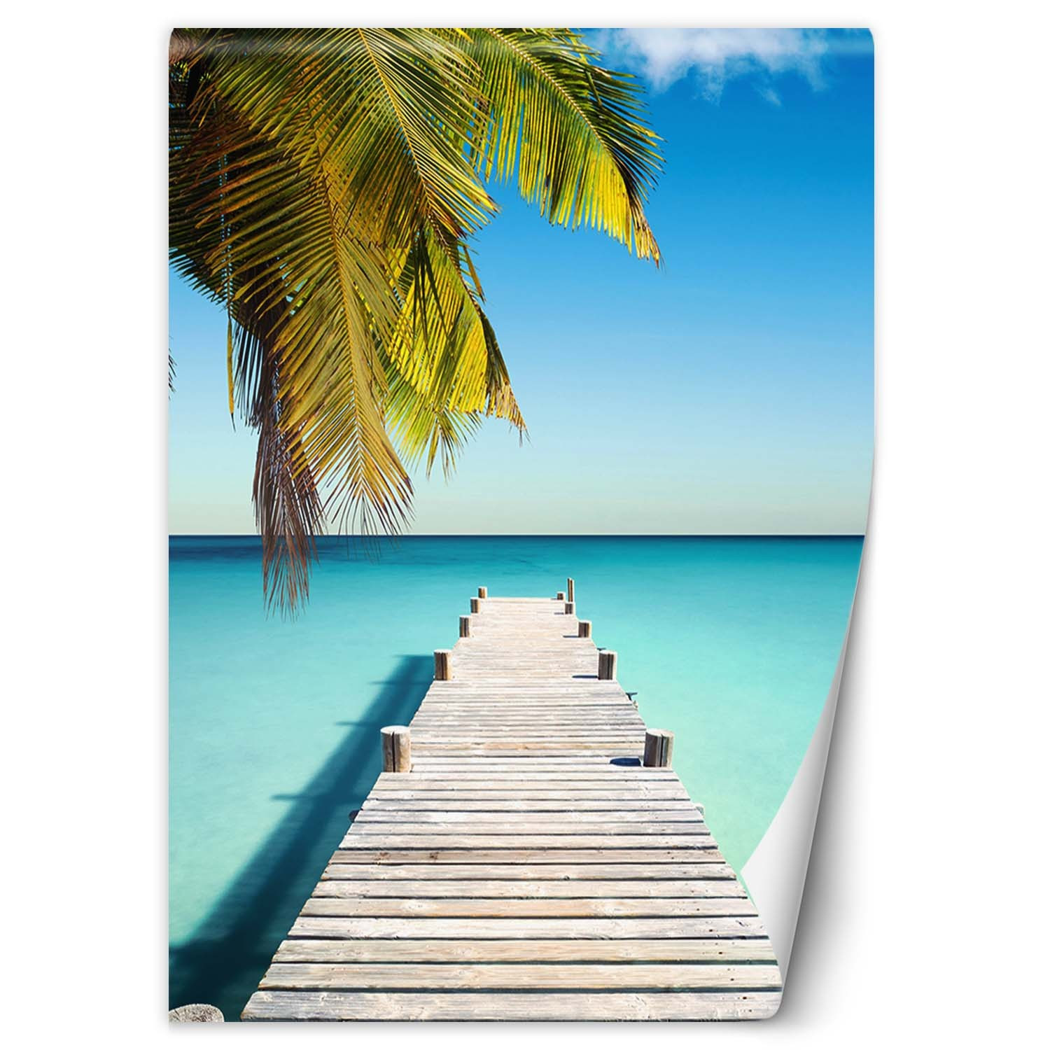 Feeby Fototapeta, Pomost palmy tropikalny ocean 100x140