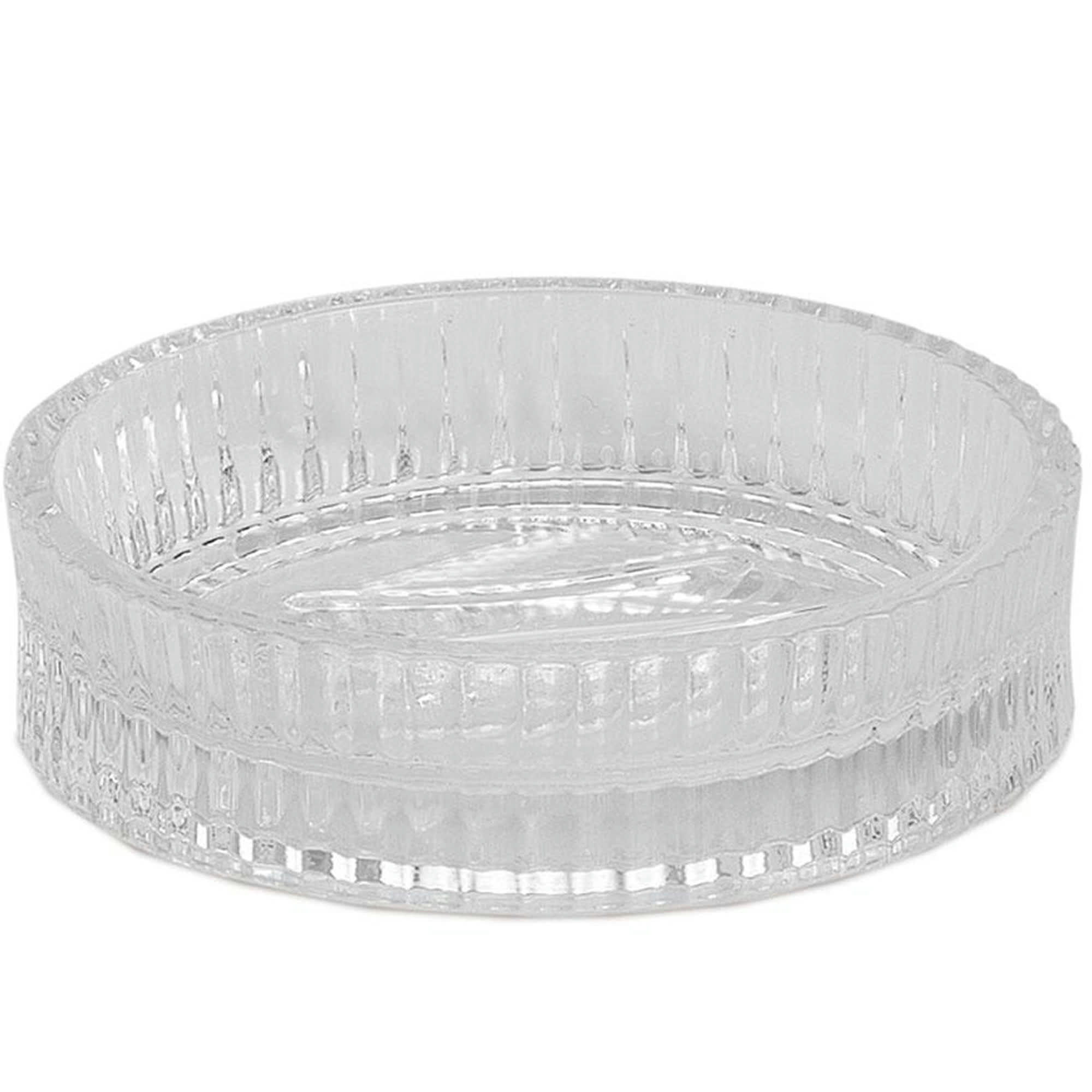- Porte savon rond en verre strié 11x11x3cm