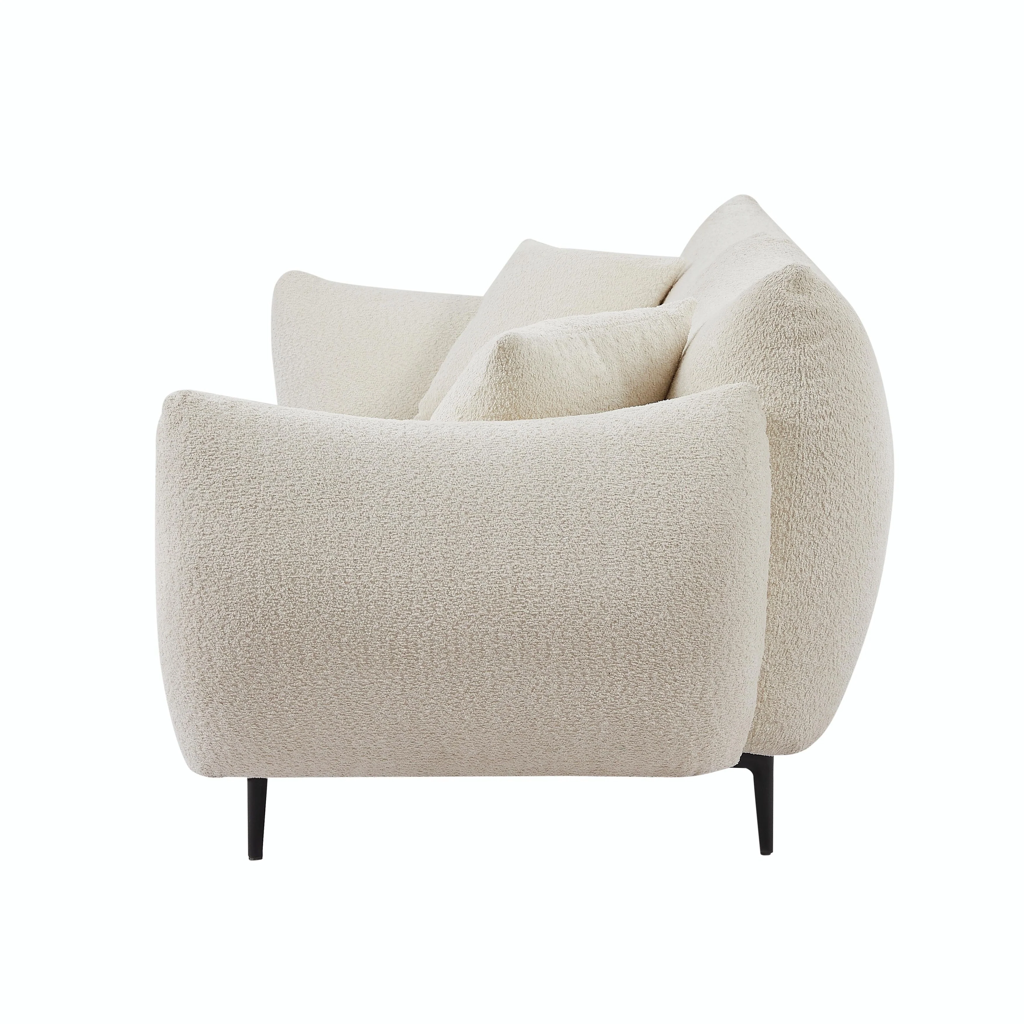 Oversized Sherpa Loveseat - 4-Seater Sofa with Metal Legs